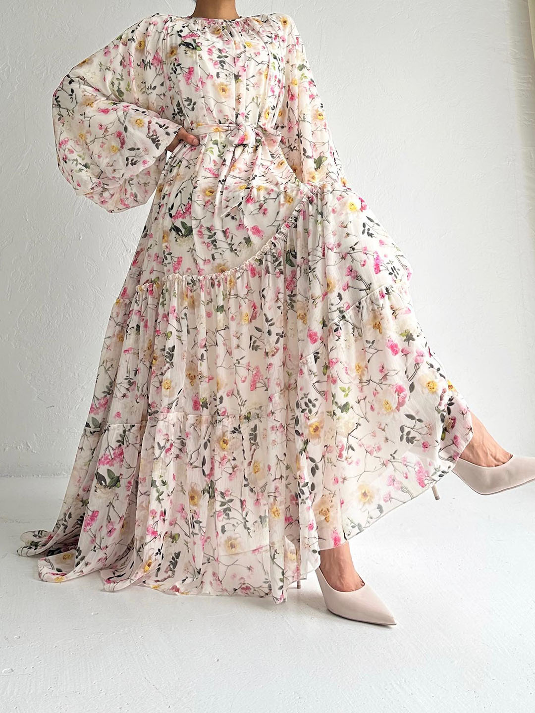 Stylish and Elegant Chiffon Floral Loose Dress | Oxredo Shop Ramadan Sale