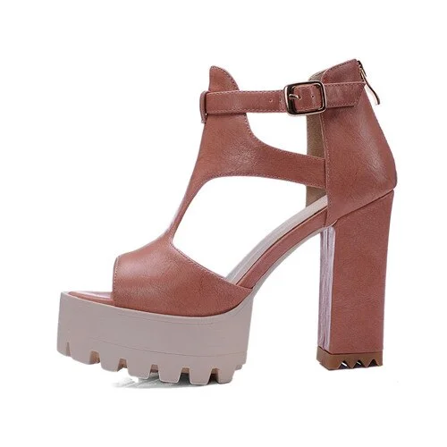 Gdgydh Hot Sale 2021 New Brand High Heels Sandals Summer Platform Sandals for Women Fashion Buckle Thick Heels Shoes Big Size 42