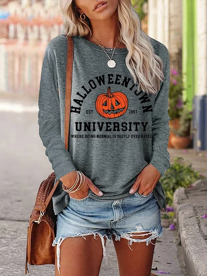 Women's Halloween Print Long Sleeve T-Shirt