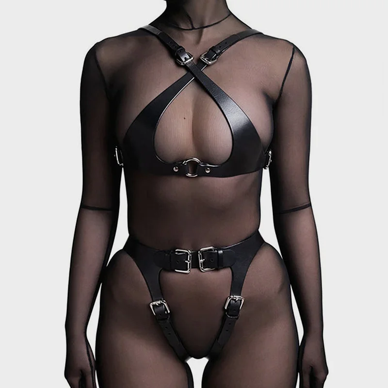 gothic Belt Harness, devil harness, punk belt harness, goth garter, black punk harness, chain belt goth harness, chain black harness, body harness belt, fashion harness belt, chest harness, full body garter, star and moon gothic harness, chain belt, leather harness, Goth Belts & Buckles, Cross gothic belt harness