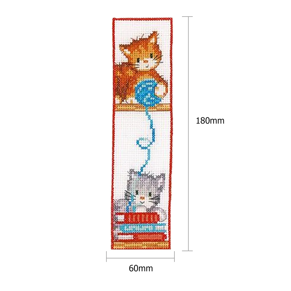 14ct 2-Strand Double-sided Counted Cross Stitch Bookmark - Cat(18*6cm)