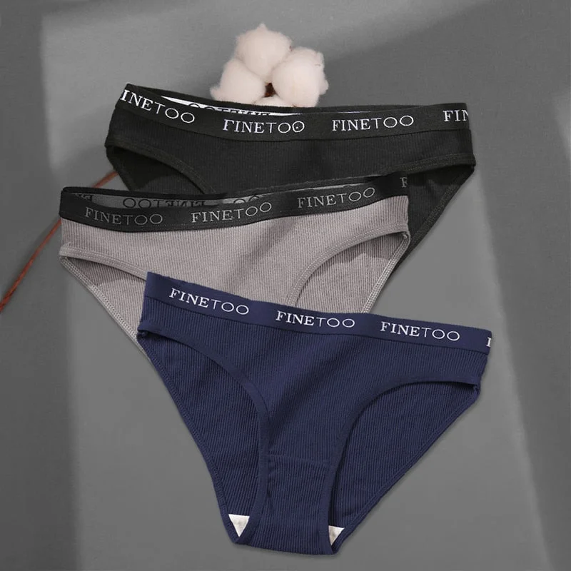 FINETOO Women's Cotton Panties 3Pcs/set Custom Letter Underwear M-2XL Women Briefs Plus Size Underpants Soft Female Panties 2022