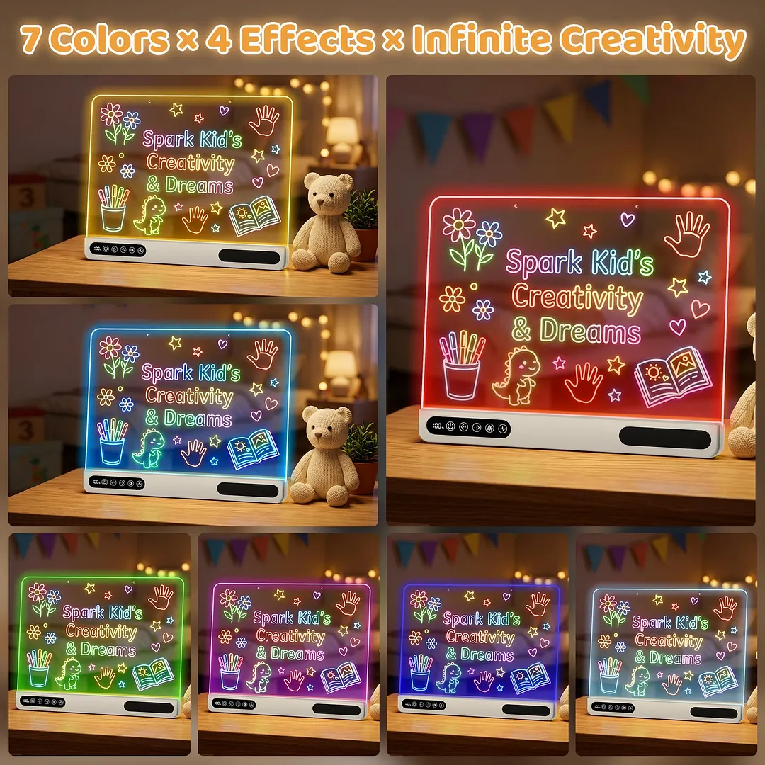 BEBANG 16" LED Drawing Board for Kids, Light up Doodle Board with 7 Colors, 4 Light Modes, Birthday Gift for Boys and Girls