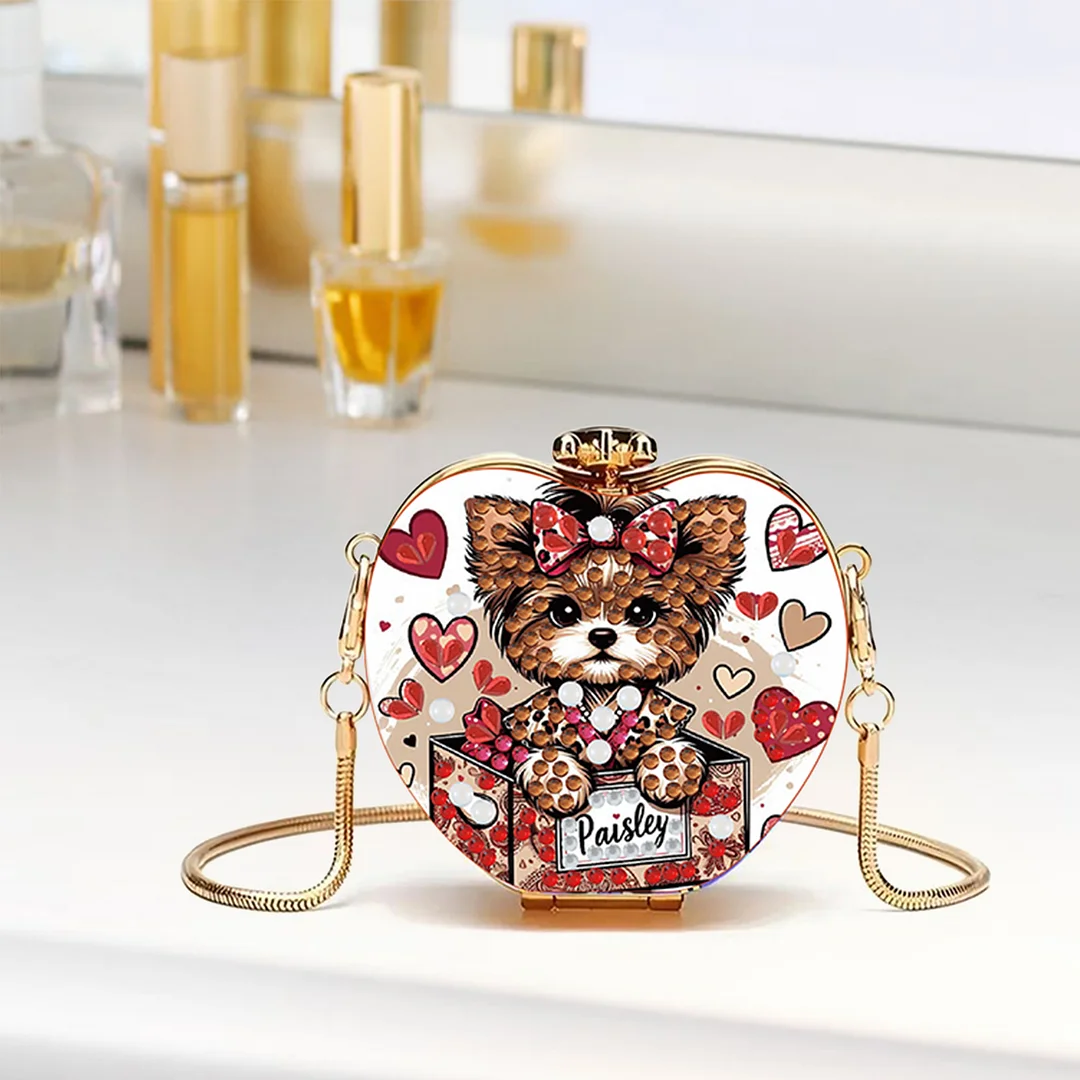 Dog DIY Acrylic Love Art Diamond Painting Coin Purse with Chain for Women Girl