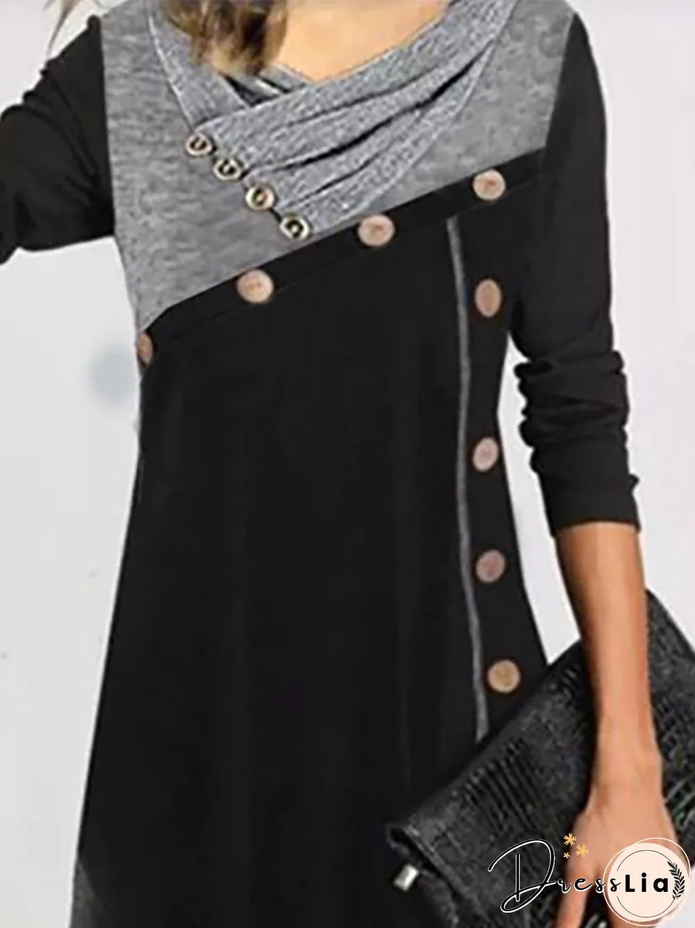 V Neck Long Sleeve Casual Knitting Dress