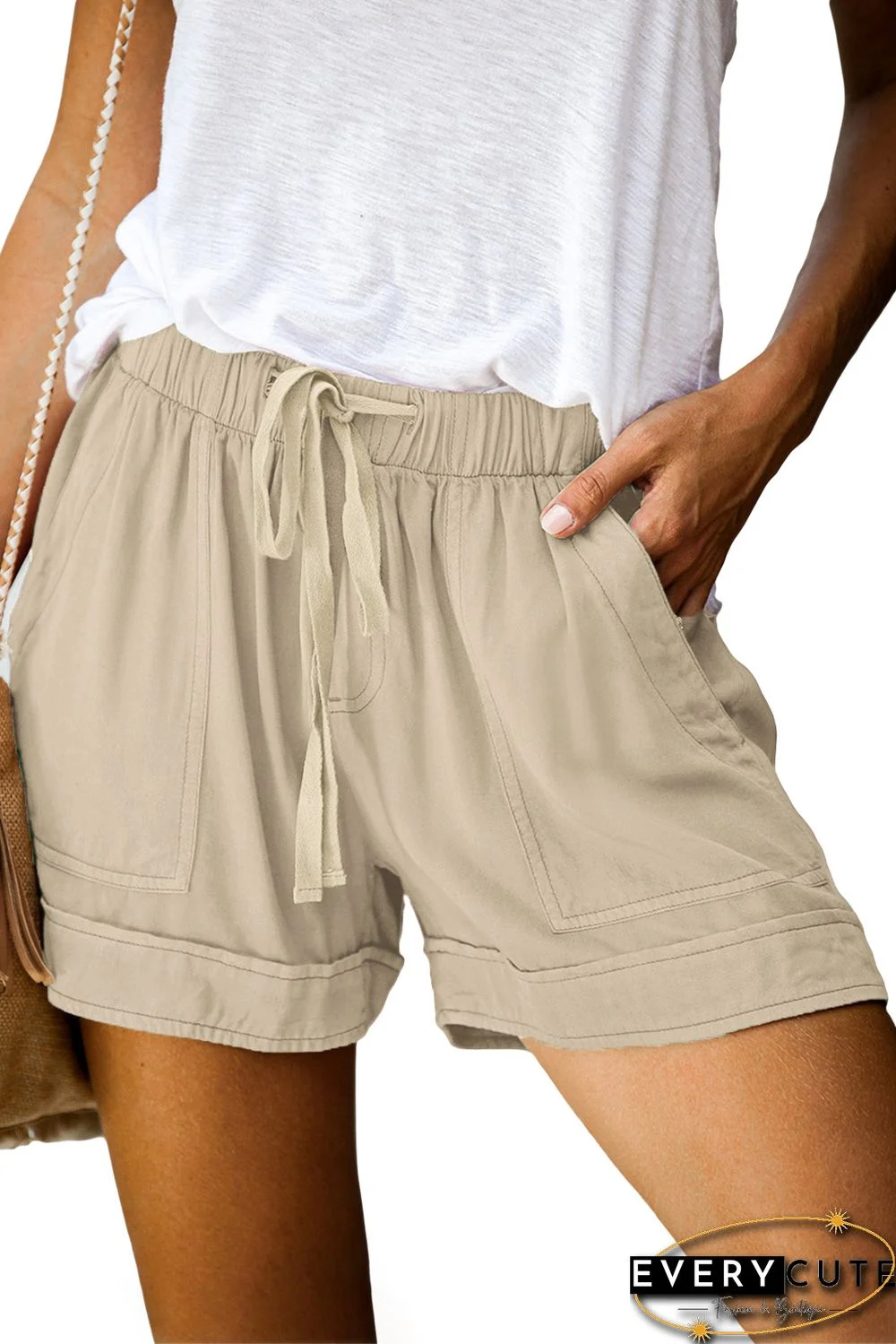 Khaki Strive Pocketed Tencel Shorts