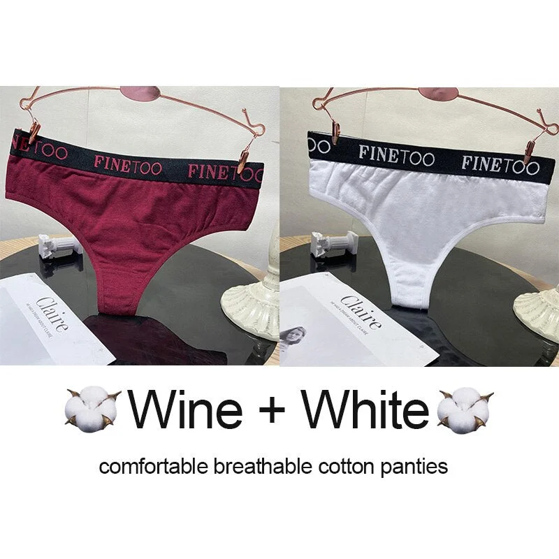 2PCS/Set Cotton Lingerie Women's Underwear Panties Sexy Thong Underpants Female Briefs Intimates G-String Pantys Cotton Panties
