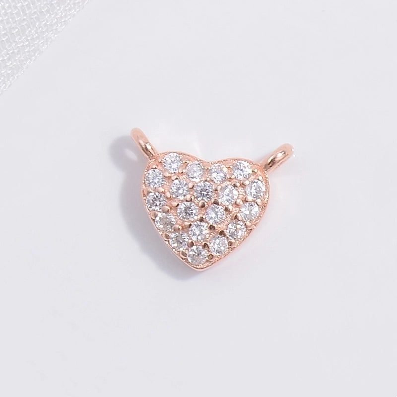 1 Piece 925 Sterling Silver Zircon 22K Gold Plated Rose Gold Plated Rhodium Plated Pentagram Heart Shape Petal Pendant