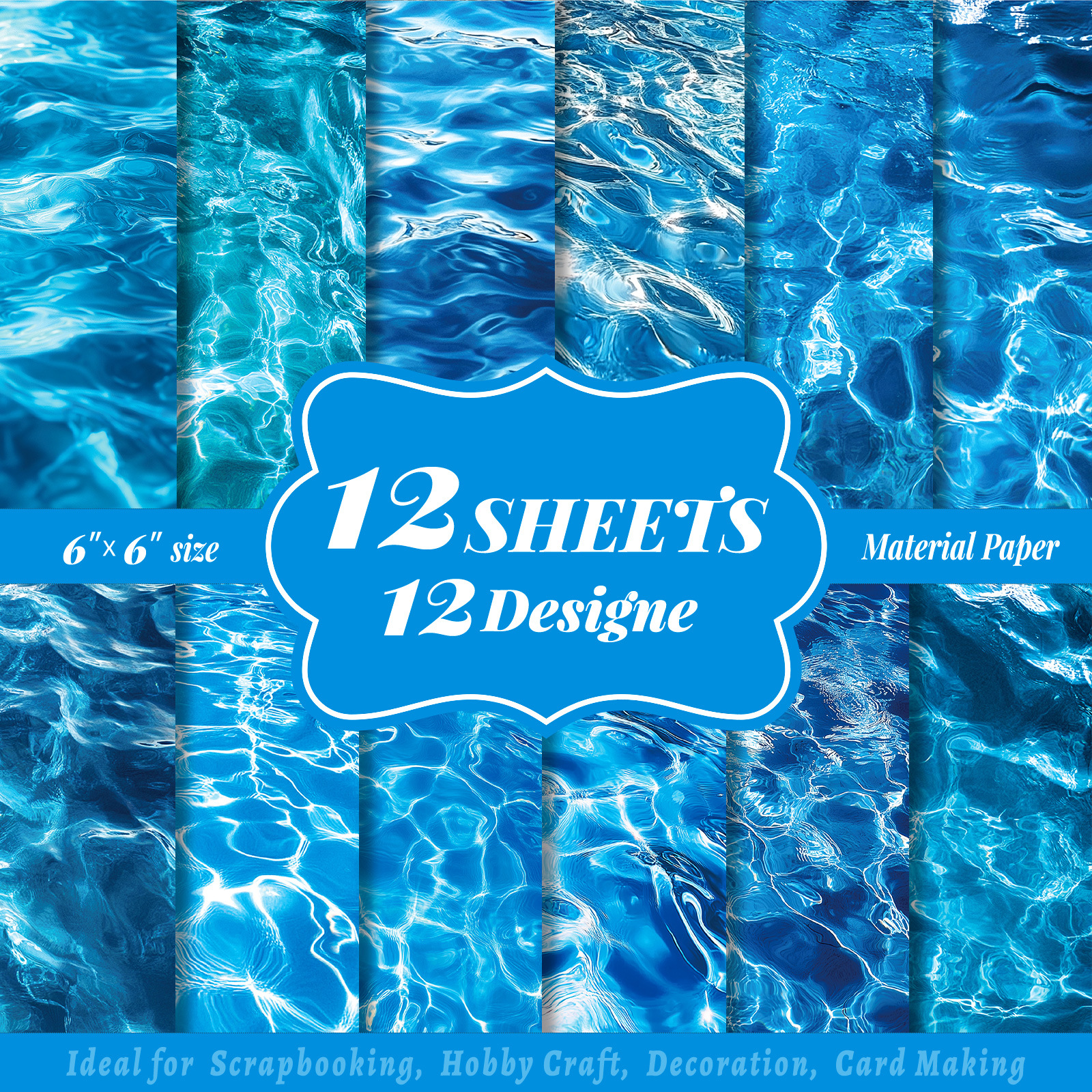 재질: 종이 - 12매/세트 빈티지 블루 바닷물