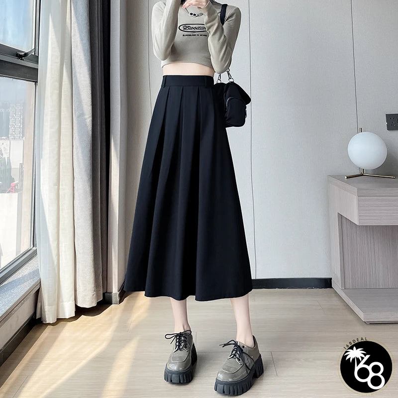 Women's Polyester High Waist Pleated Pattern Casual Wear Skirts | 168DEAL
