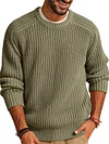 Men's Sweater Sports Loose Plaid Plunge Sleeve Sweater Round Neck Pullover Casual Long Sleeve Men's Knitwear