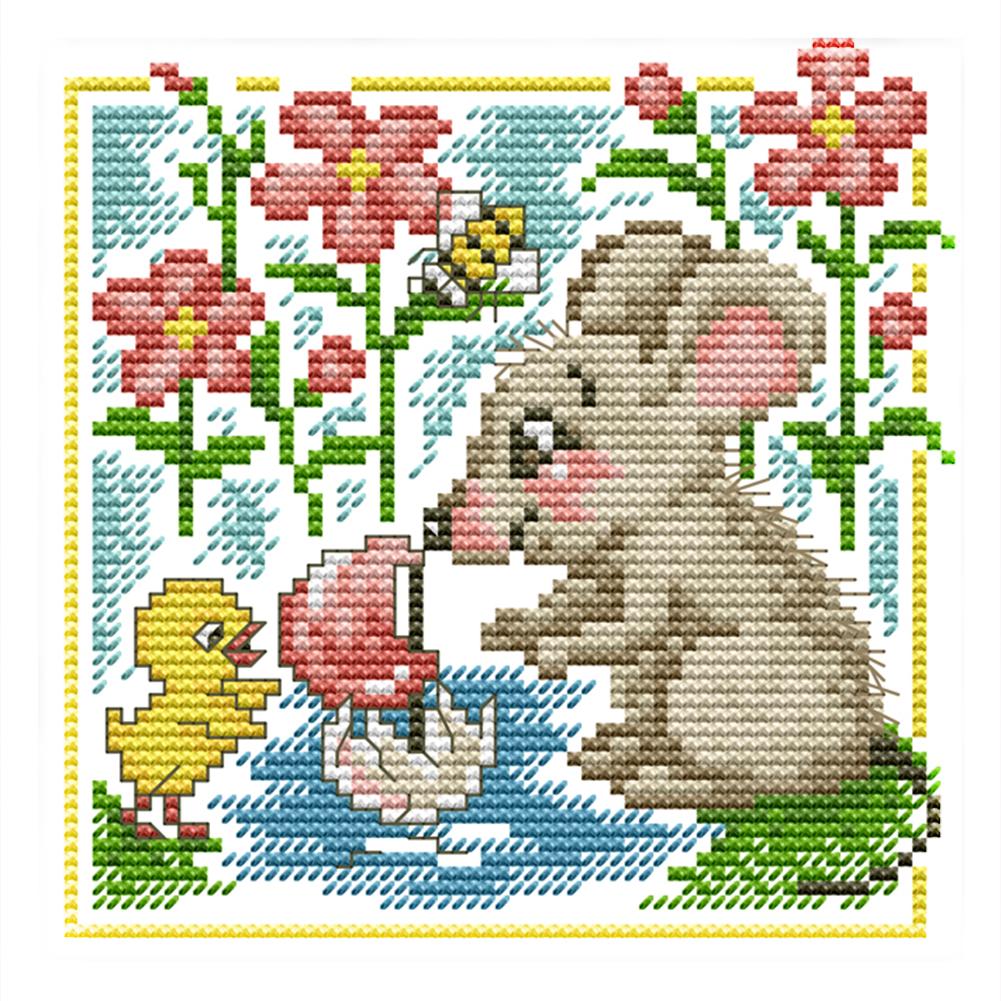 

Little Mouse Learns To Swim - 14CT Stamped Cross Stitch - 17*17cm, 501 Original