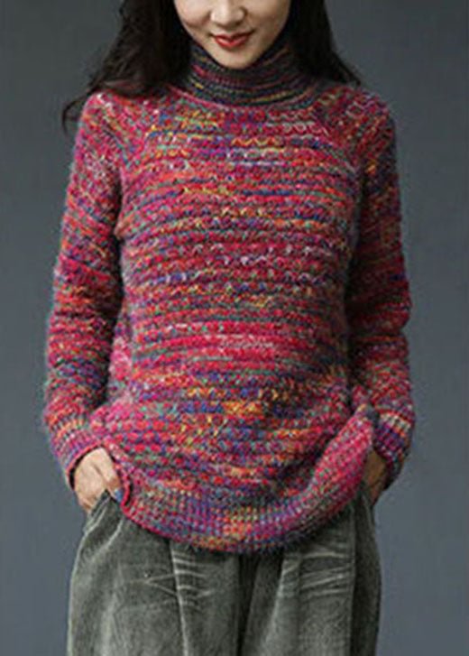 Elegant Red Turtleneck fashion Casual Fall Knit sweaters CK1435- Fabulory