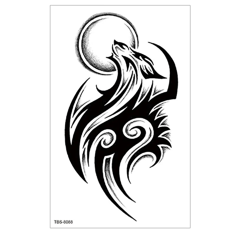 Waterproof Temporary Tattoo wolf tiger totem Fake Tatto Flash Tatoo cross angel Hand Arm middle size art Tattoos for Women men