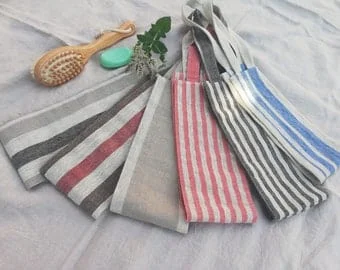 Pornhint Linen Back Scrubber Towel With Handles, Organic Bath Brush, Bath Sponge, Massage and Skin Care, Linen Body Brush, Sponge Scrubber Back Brush