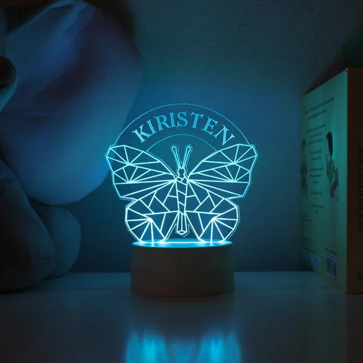 Personalized Butterfly Night Light Custom Name Kid's Bedroom Decor