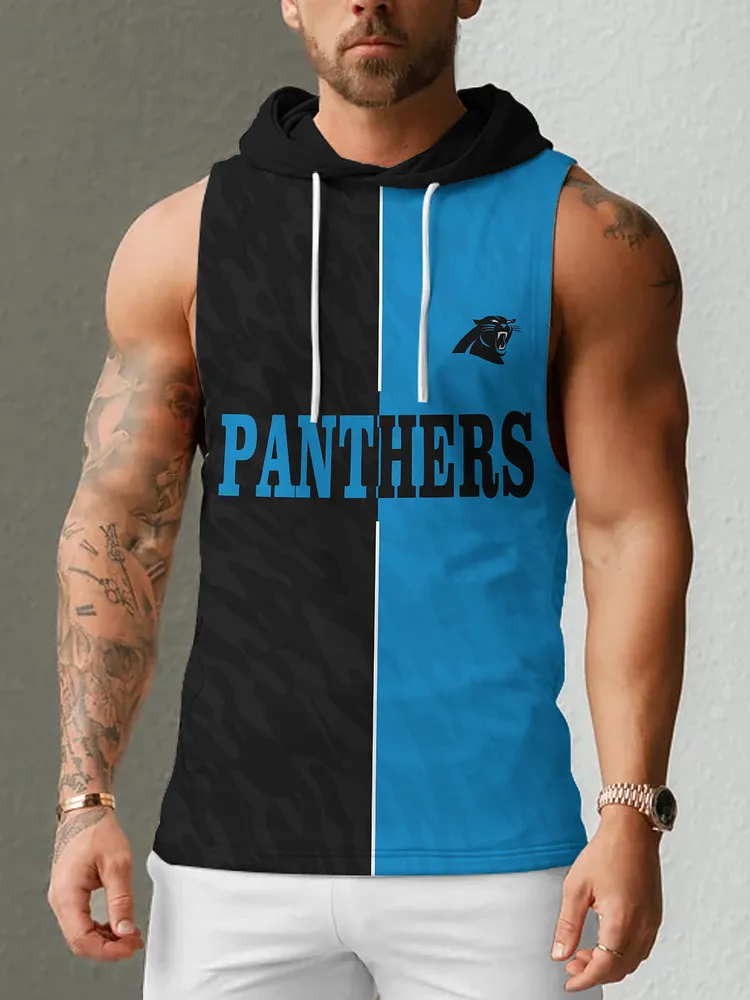 Carolina Panthers Men's  Casual Comfy Sleeveless Hooded Tank Top