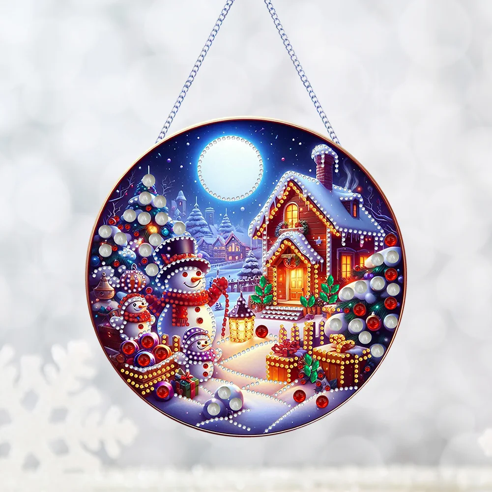 DIY Christmas Special Shape House Diamond Painting Hanging Pendant for Home Decor