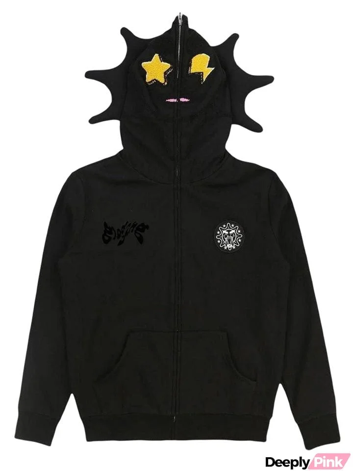 Zip-up Funny Harajuku Hip-hop Hoodie for Men