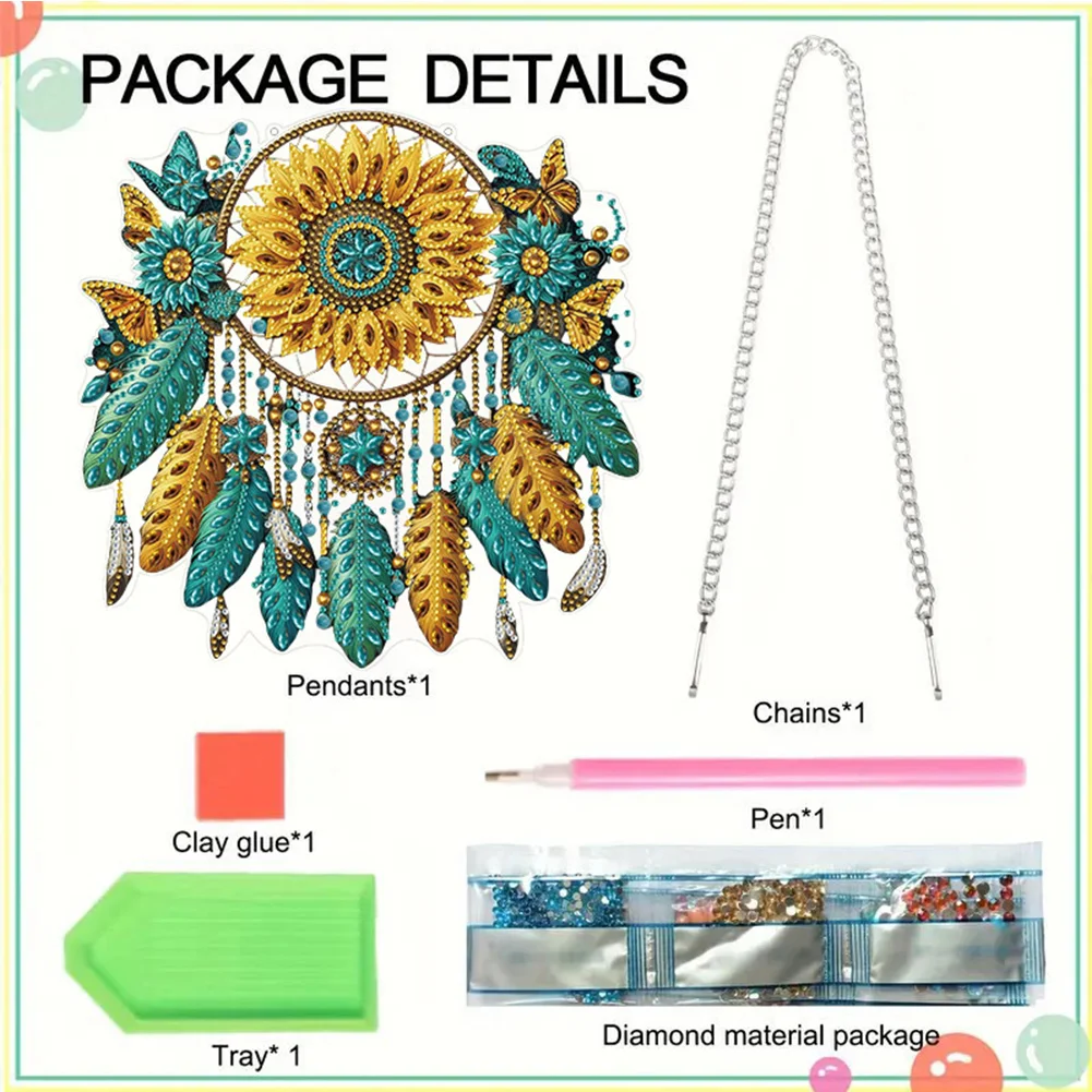 Dream Catcher 2D Flat DIY Diamond Painting Set Diamond Art Pendant Wall Decor