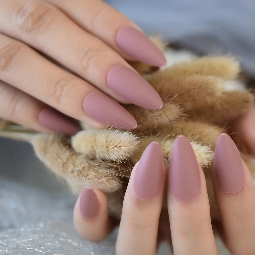 Professional Almond shaped Nail Tips Stiletto Matte Fake Nails White Short Press On Nails With Free Adhesive Tabs-Nail Inspo