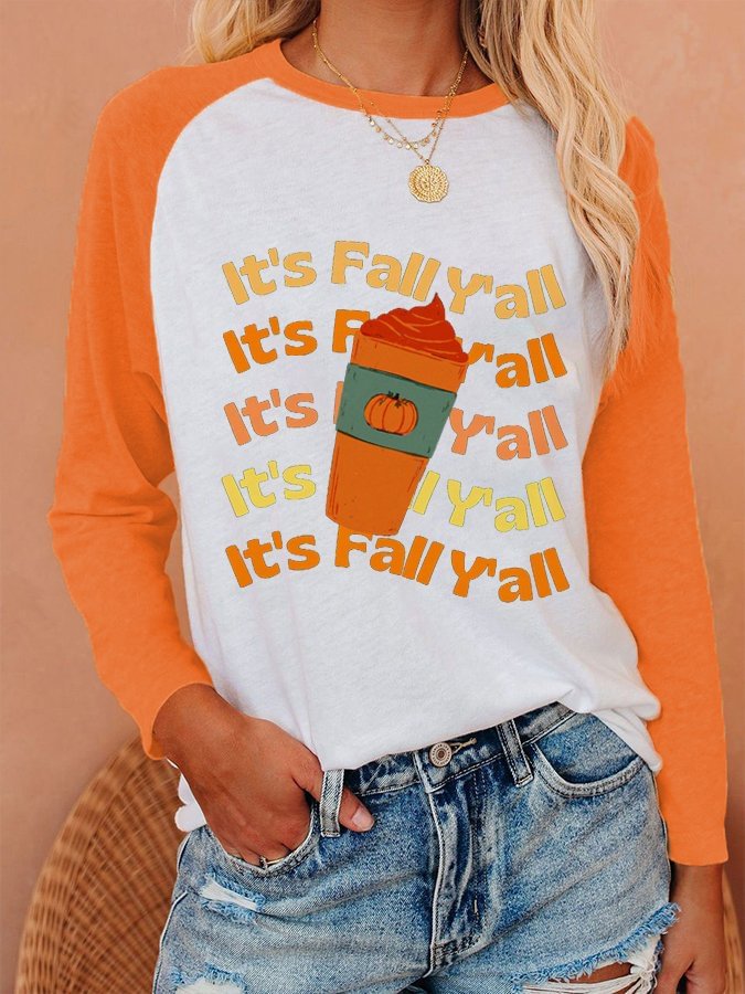 Women's It's Fall Y'all Print Raglan Sleeve T-Shirt