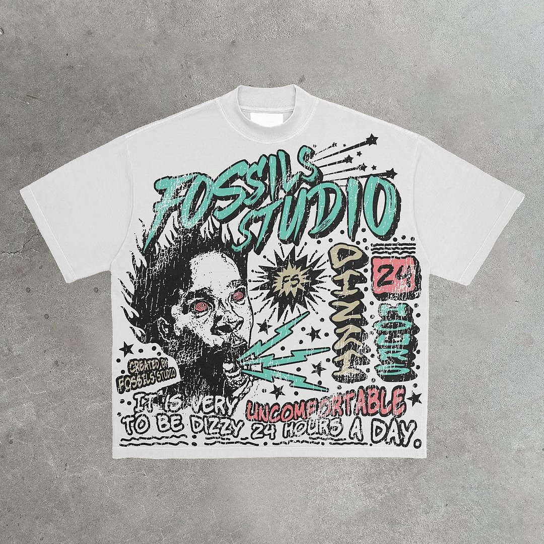 Vintage Casual Street Rock Festival Graphics Printed Cotton T-Shirt - SOPULA