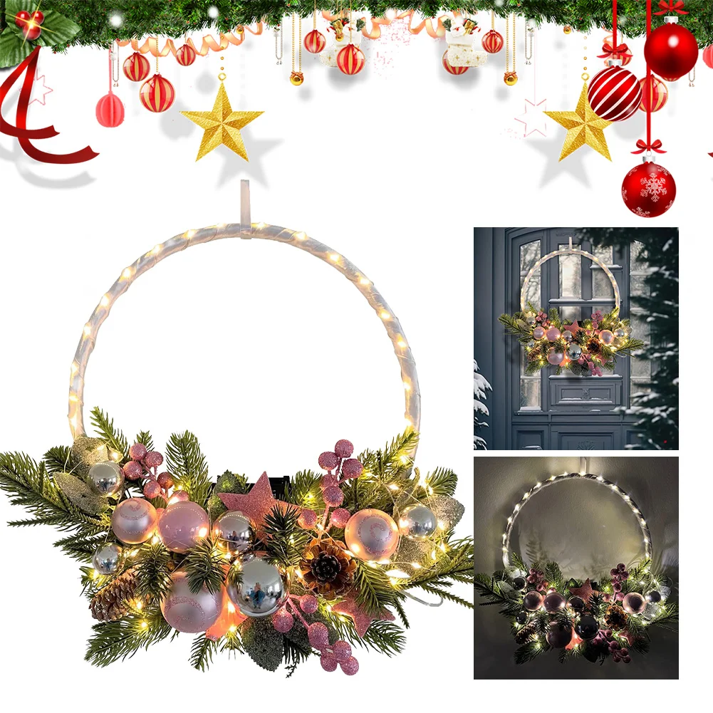 LED Lights Christmas Garland Perfect Gift Christmas Wreath 30cm Wall Decorations