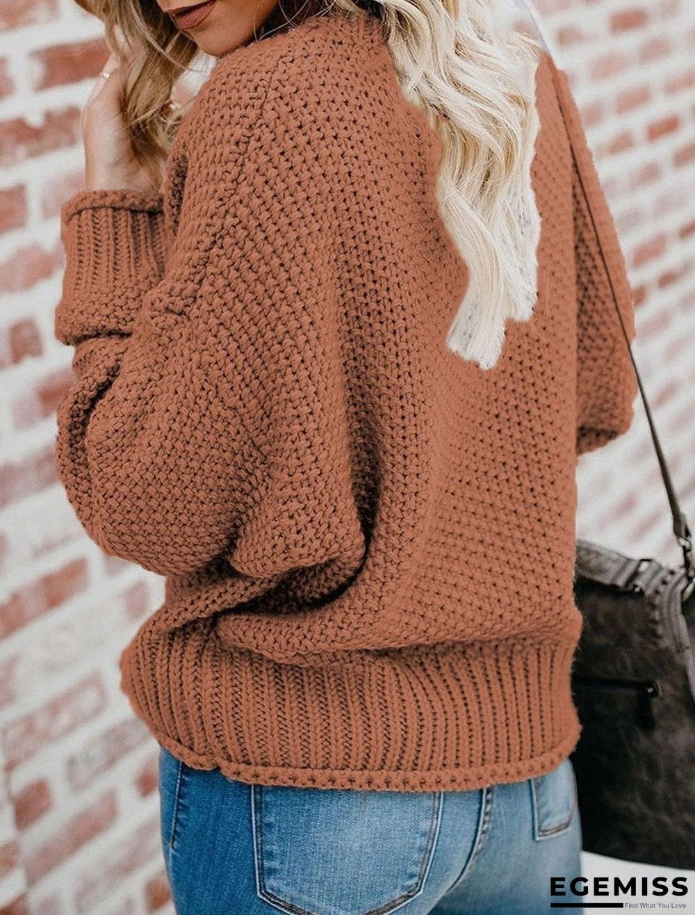 Autumn And Winter Loose Knit V-neck Pullover Sweater | EGEMISS