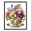 (Stamped/Counted) Flowers In Tea Cup - 18CT Cross Stitch 20*25cm/7.87*9.84in