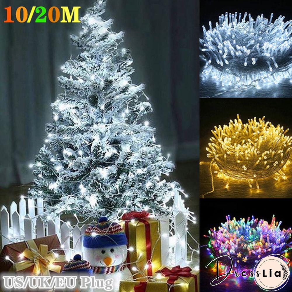 String Light 100/200LED 10M/20M Christmas/Wedding/Party Decoration Lights Garland AC 110V 220V Outdoor Waterproof Led Lamp 4 Colors Led UK/US/EU PLUG