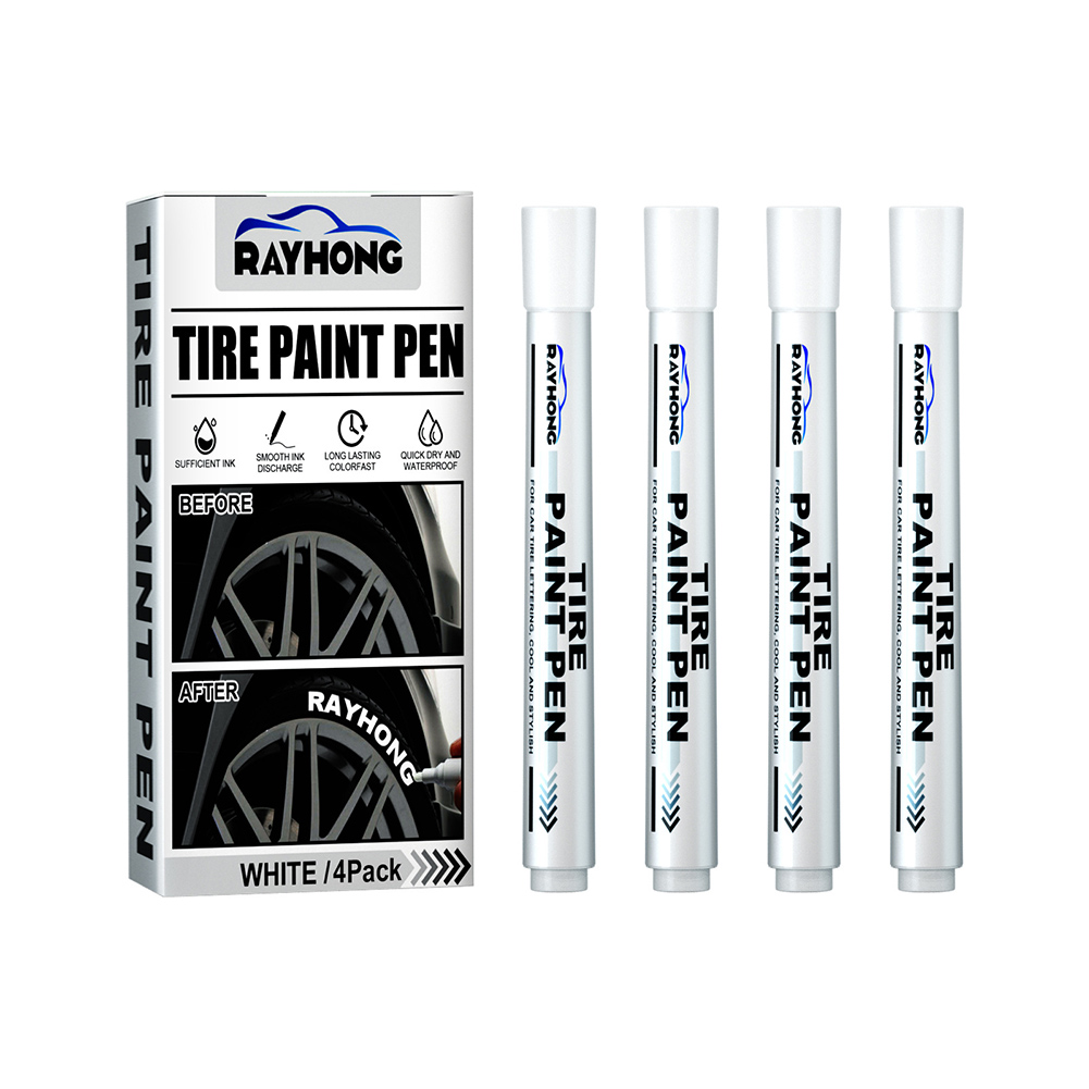 

4pcs White Graffiti Marker Car Tread Tire Paint Pen DIY Art Drawing Tools, 501 Original