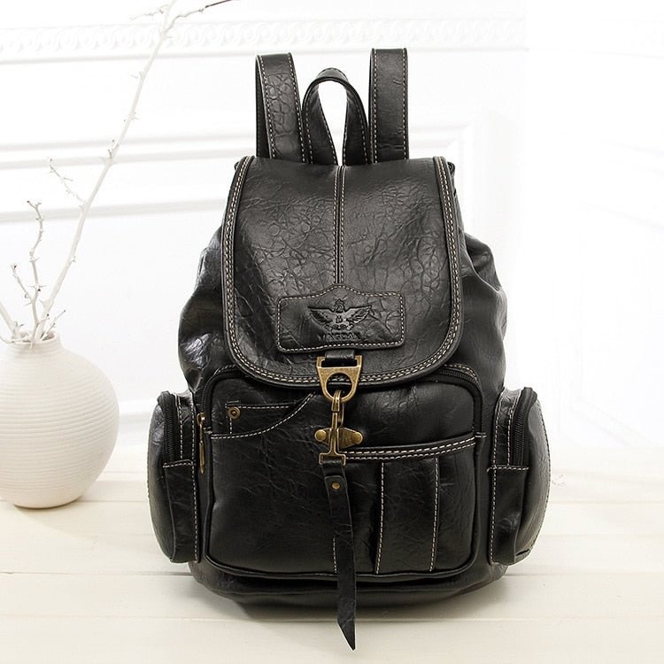 2020 High Quality Women Backpack Vintage Backpacks For Teenage Girls Fashion Large School Bags PU Leather Black Mochila Feminina