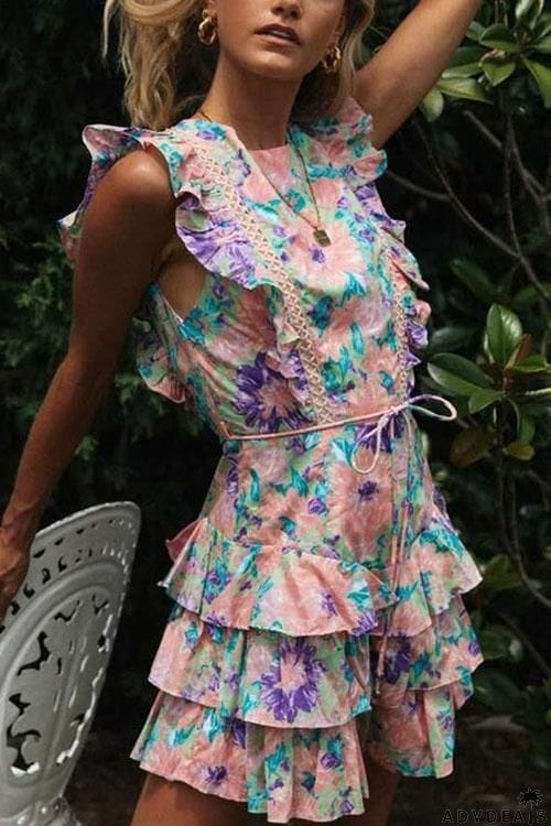 Mighty Good Time Flower Backless Mini Dress