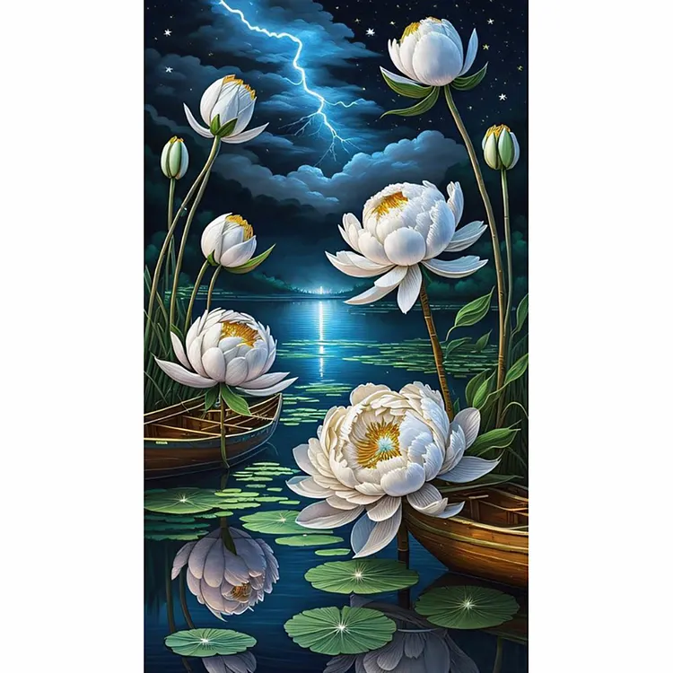 Lotus 40*70CM (Canvas) AB Full Square Drill Diamond Painting gbfke