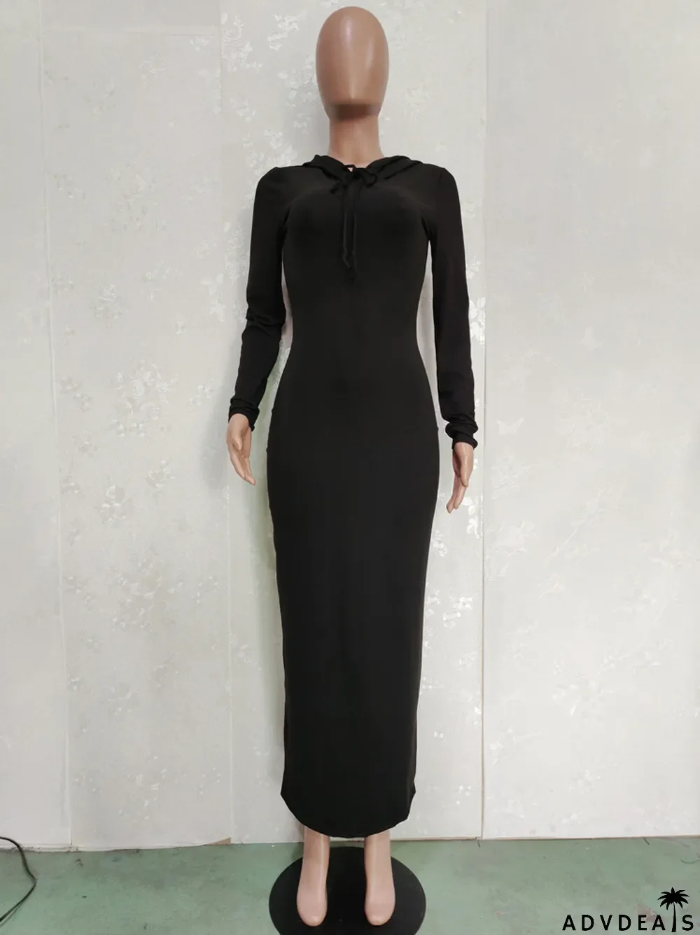 Pure Color High Stretch Warm Hooded Dress