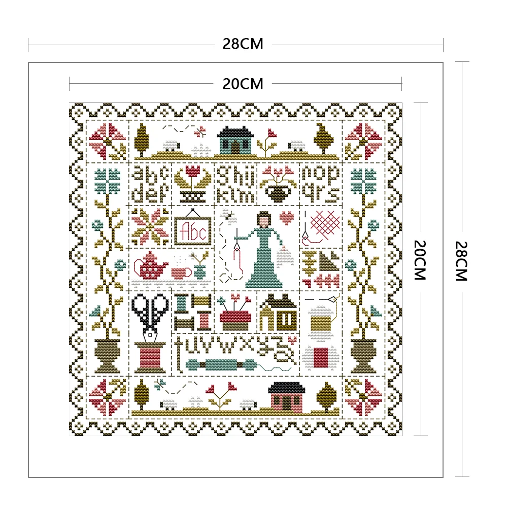 Sewing Cross Stitch Kit 28x28cm DIY 11CT Thread Art White Fabric Decor