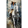 (Big Size)Girl Riding A Horse - 11CT Stamped Cross Stitch - 40*70cm