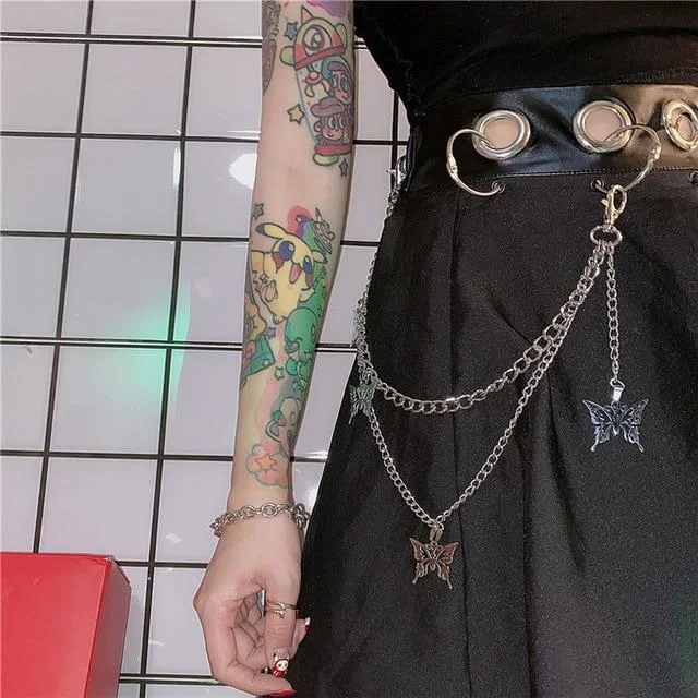 Gothic Harajuku Mystic Flight Butterfly Belt Chain
