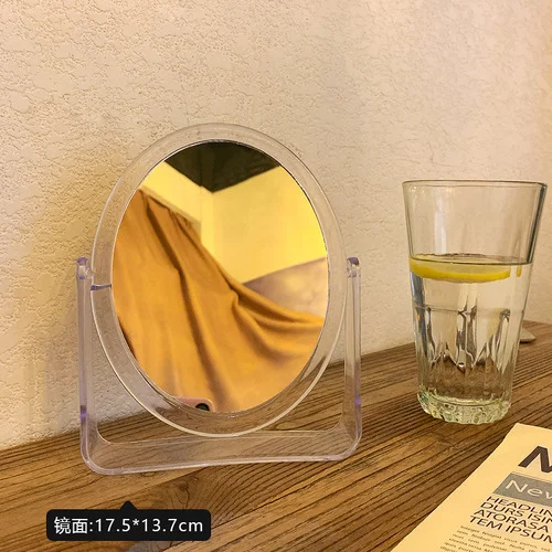 JOURNALSAY Minimalist Korean Style Transparent Reversible Double-sided Vanity Mirror