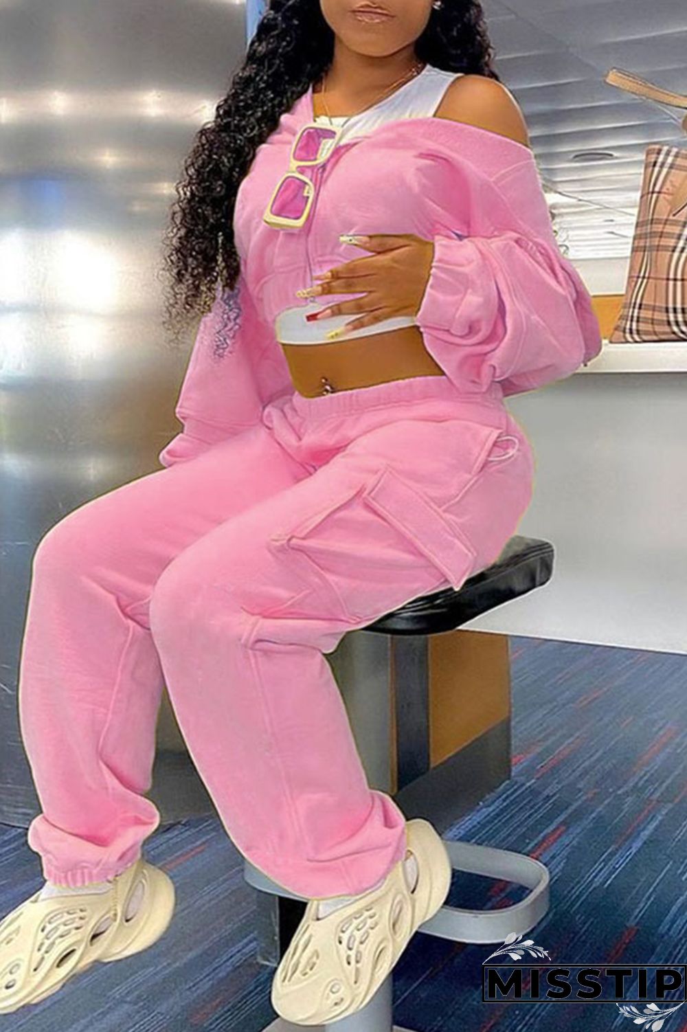 Yellow Fashion Casual Solid Patchwork O Neck Long Sleeve Two Pieces