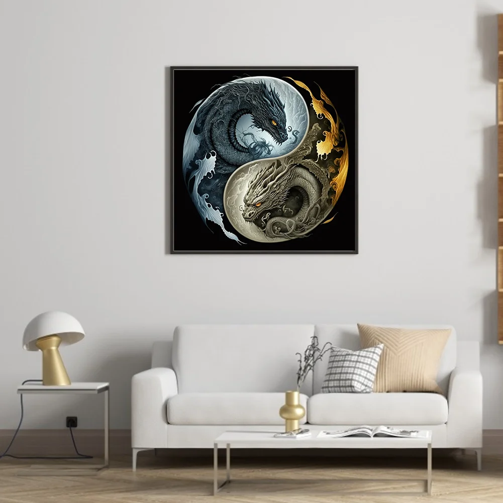 Diamond Painting - Full Round Drill - Yin Yang Dragon(30*30cm)