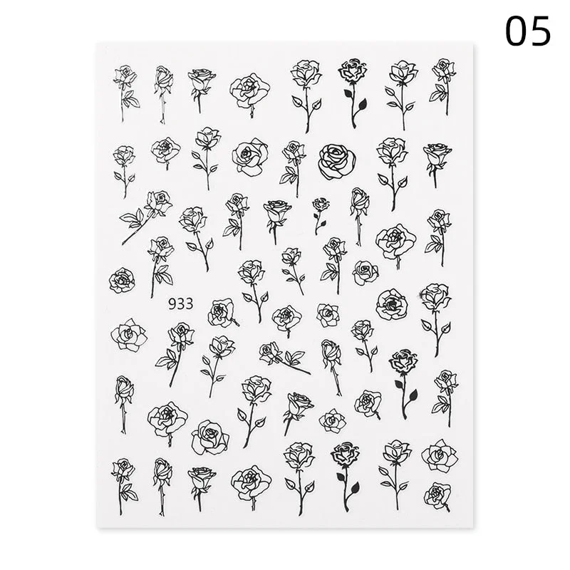 1 Sheet 3D Nail Stars Love Stickers Glitter Shiny Decoration Decal DIY Transfer Adhesive Colorful Nail Tips Tattoo Manicuring