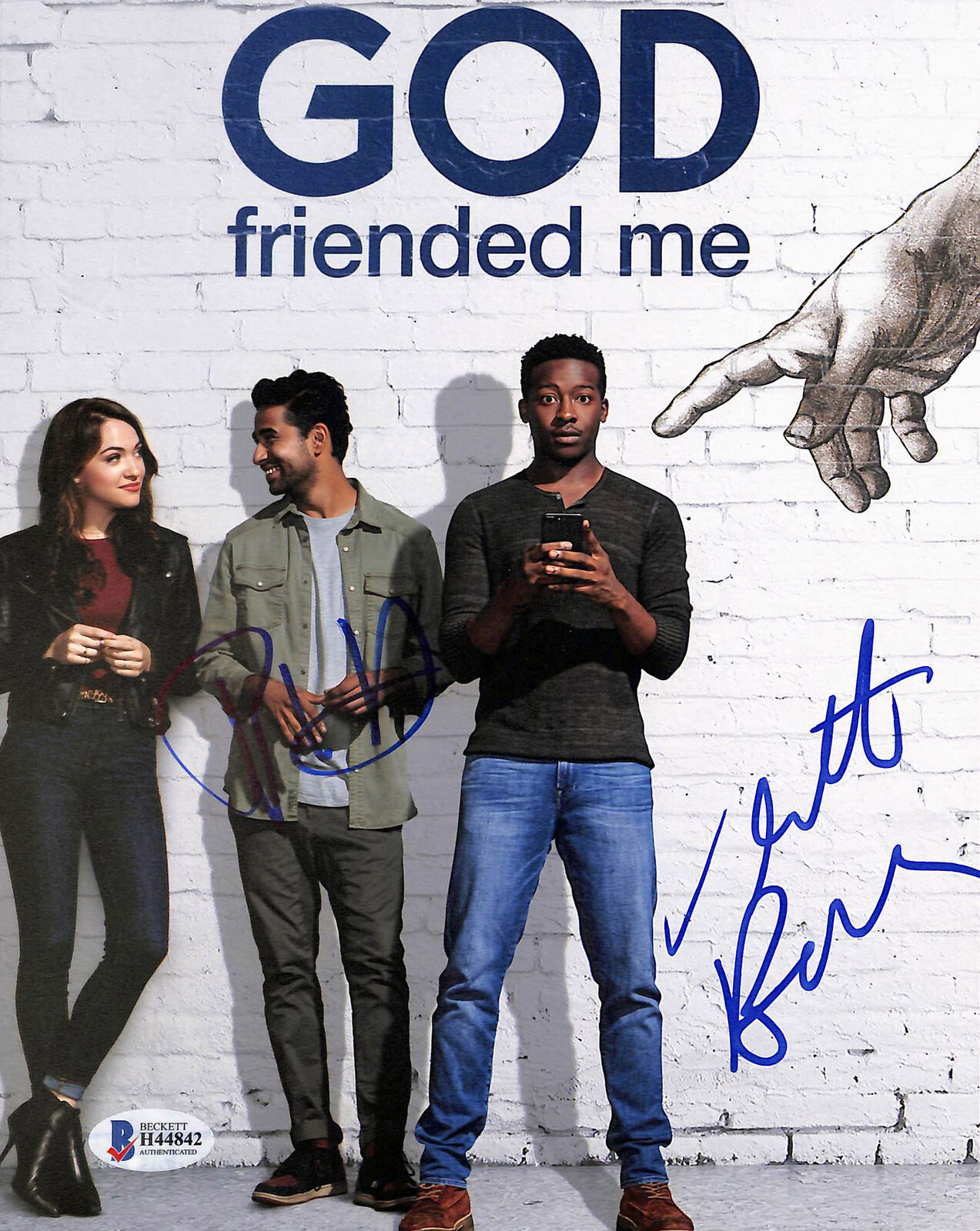 Brandon Michael Hall & Violett Beane God Friended Me Signed 8x10 Photo Poster painting BASH44842