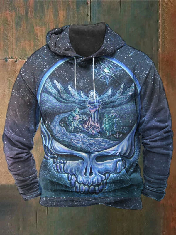 Unisex Skull Terrapin Print Heavyweight Hoodies
