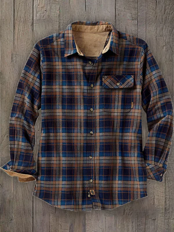 Men's Plaid Casual Versatile Long Sleeve Shirt