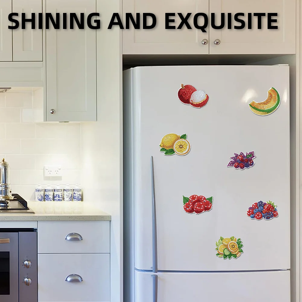 12Pcs Diamond Art Magnets Fridge Sticker Set for Adults Beginners (CN562 Fruit)