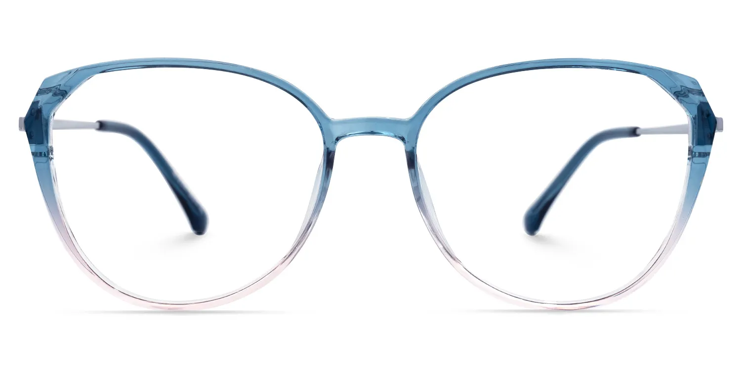 Beata Blau Rund Brille Blau