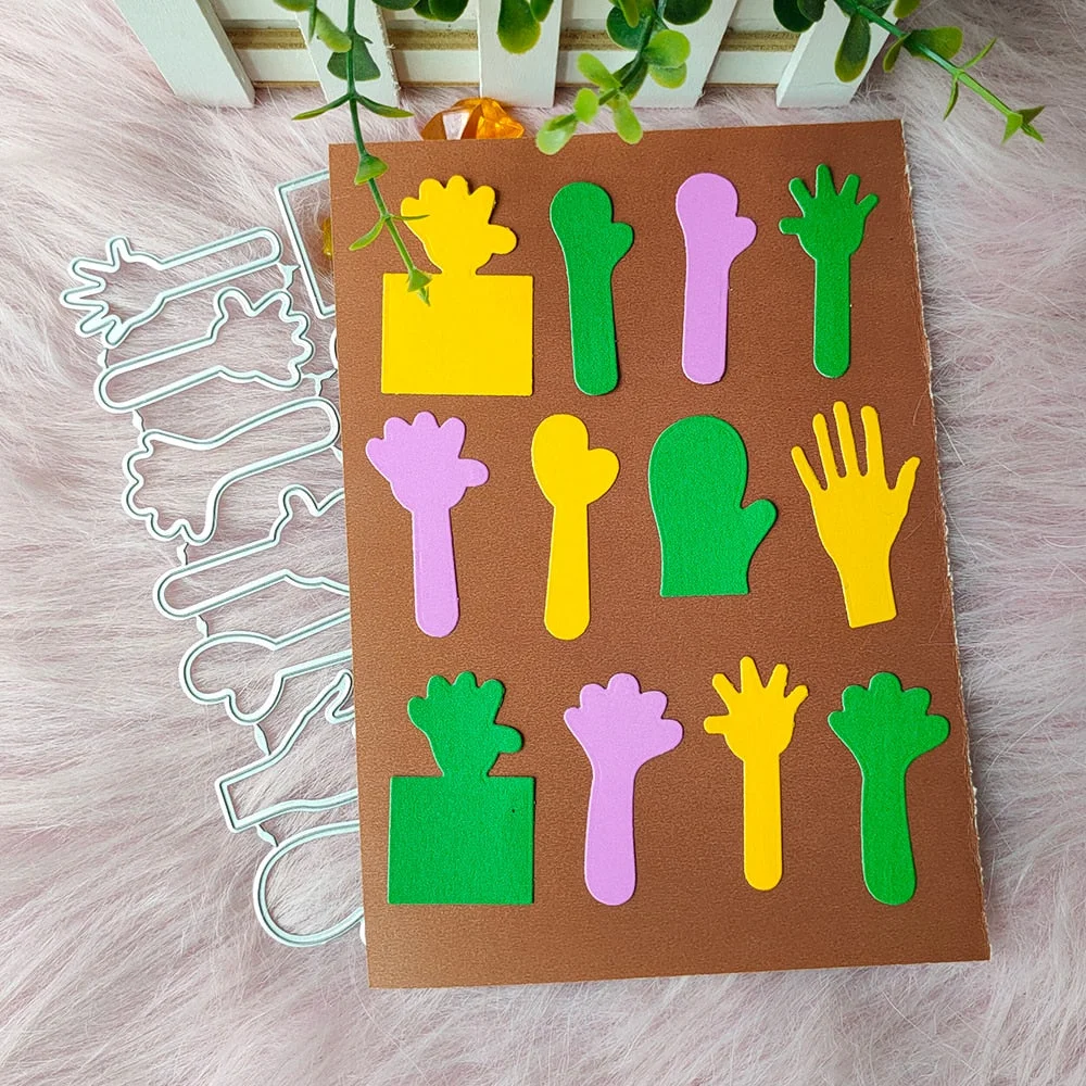 New 12 small hands Metal Cutting Dies Decorative DIY Scrapbooking Steel Craft Die Cut Embossing Paper Cards Stencils