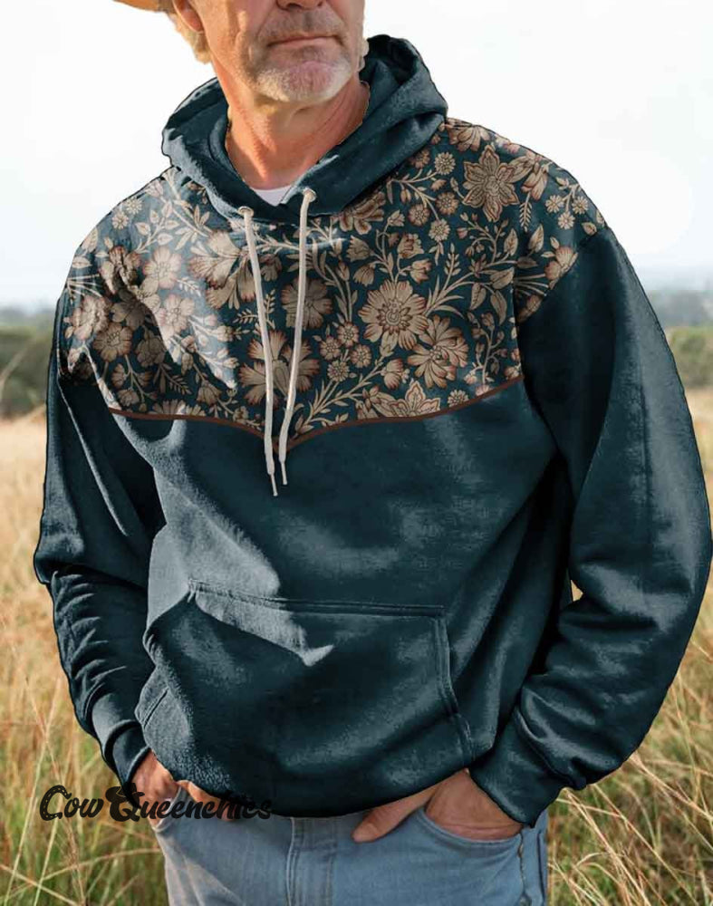 Vintage Floral Art Print Casual Hoodie Sweatshirt Multicolor / S